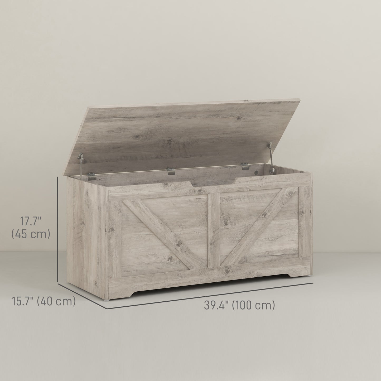 Coffre de rangement spacieux avec charnières sécurisées 100 cm — Grain de bois noir