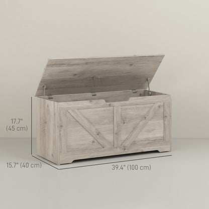 Coffre de rangement spacieux avec charnières sécurisées 100 cm — Grain de bois noir