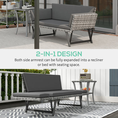 Causeuse convertible en osier pour patio — gris