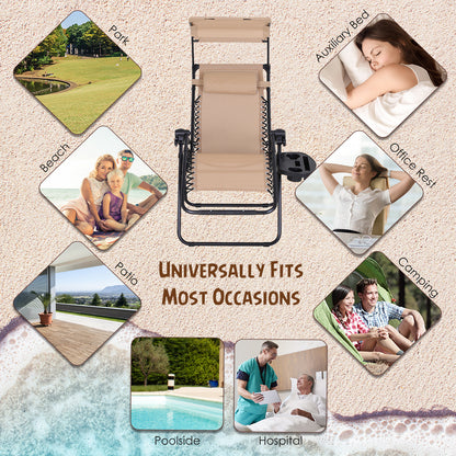 Chaise longue zéro gravité pliable avec auvent