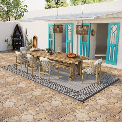 Tapis extérieur portable réversible 274 x 549 cm — noir