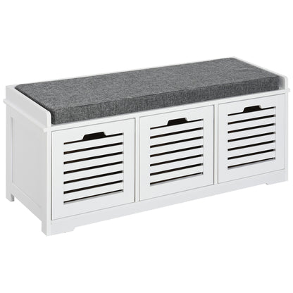Banc de rangement pour chaussures rembourré avec 3 tiroirs