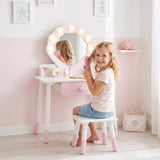 Coiffeuse enfant avec lumières, miroir et tabouret
