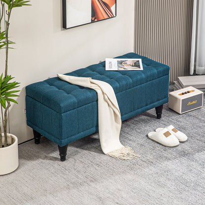 Banc de rangement capitonné en tissu