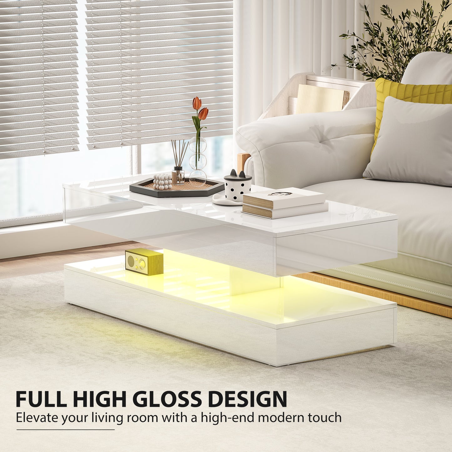 Table basse avec éclairage LED RGB ajustable
