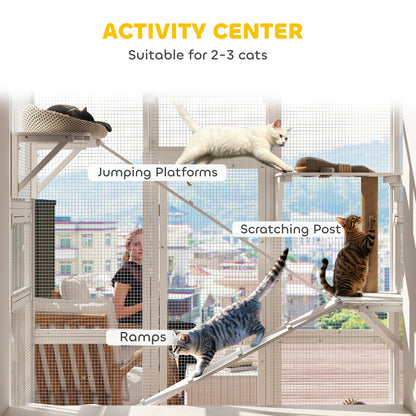 Enclos extérieur pour chat avec 6 plateformes de saut