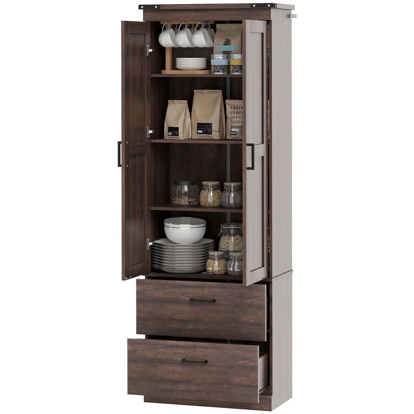 Armoire de cuisine haute 4 niveaux avec tiroirs