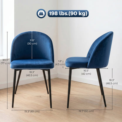 Chaises salle manger dossier mi-hauteur velours ensemble 2