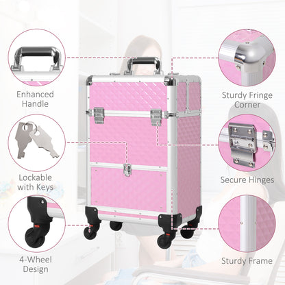 Valise de maquillage roulante professionnelle en aluminium