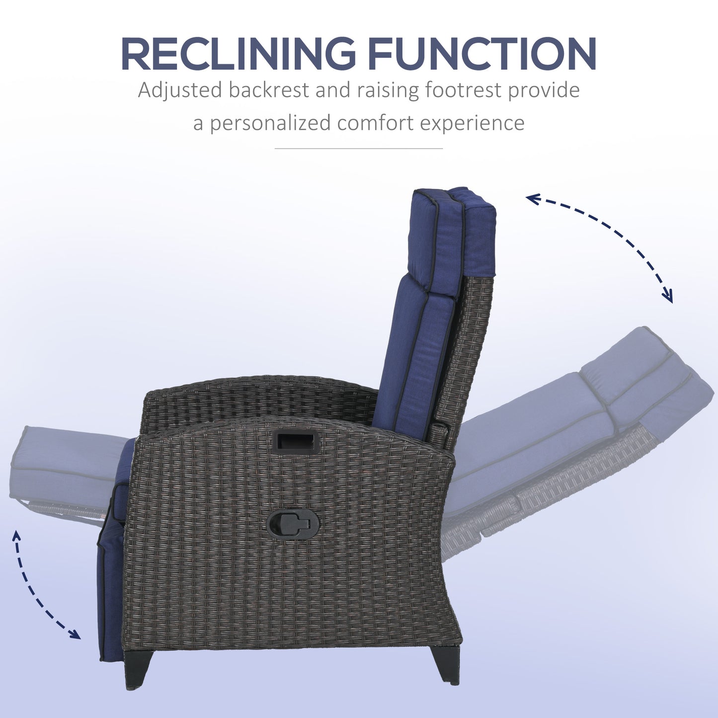 Chaise longue inclinable rotin avec dossier ajustable