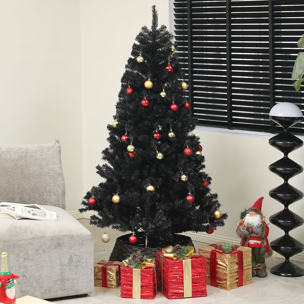 Arbre de Noël artificiel noir effet givré 180 cm