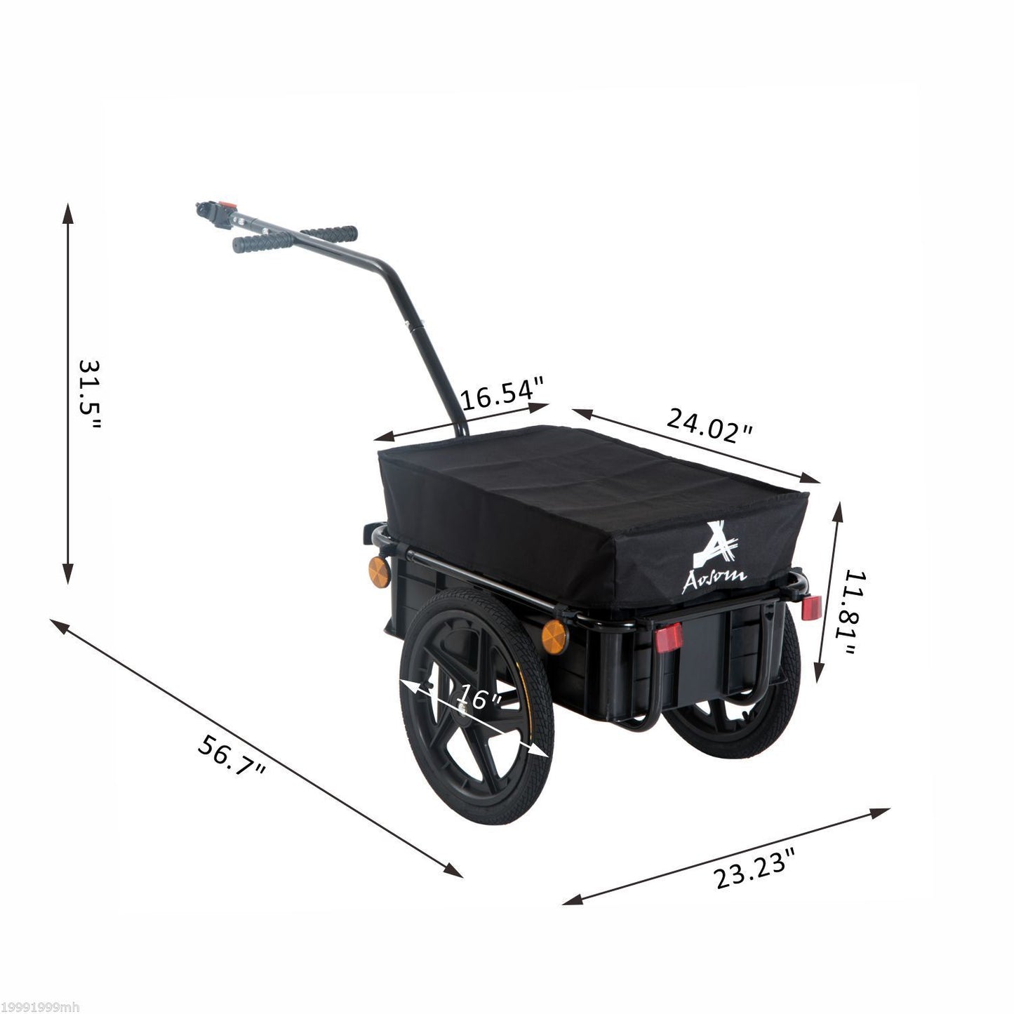 Remorque cargo vélo roues gonflables grande capacité