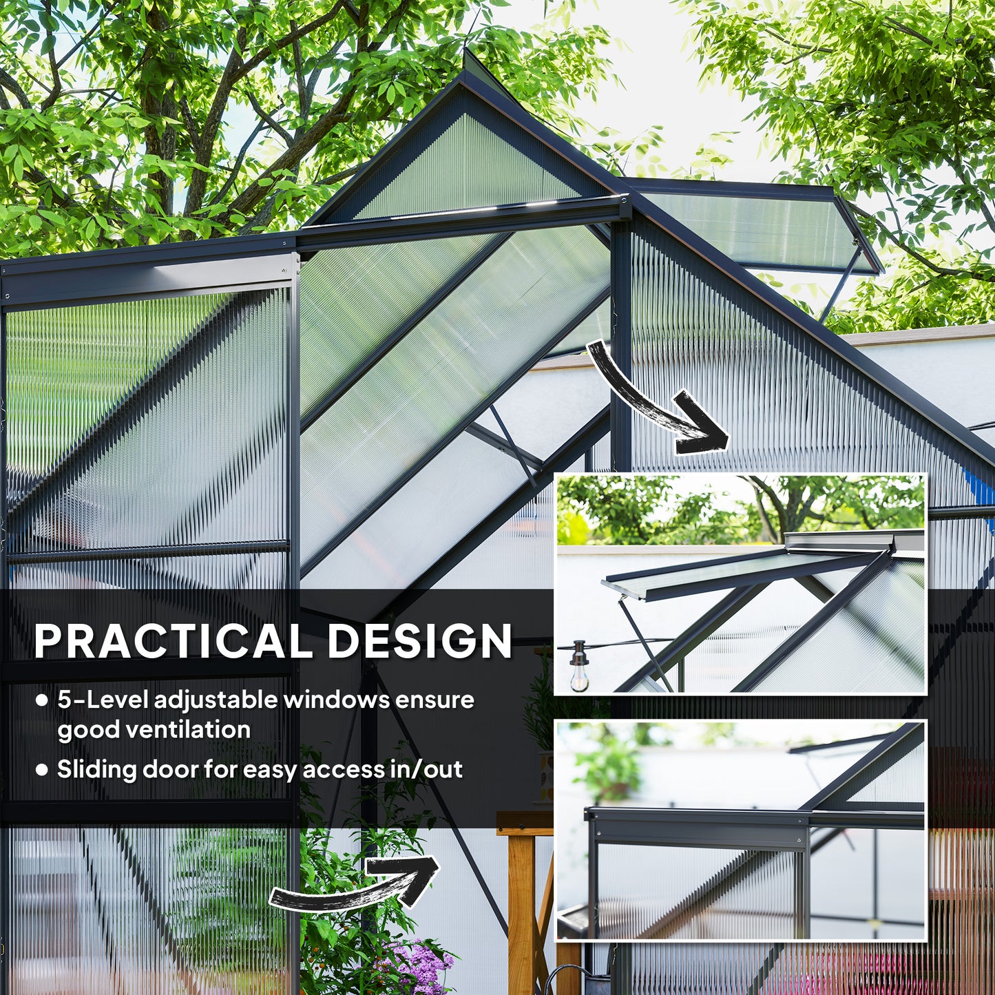 Serre de jardin polycarbonate 183 x 183 x 198 cm
