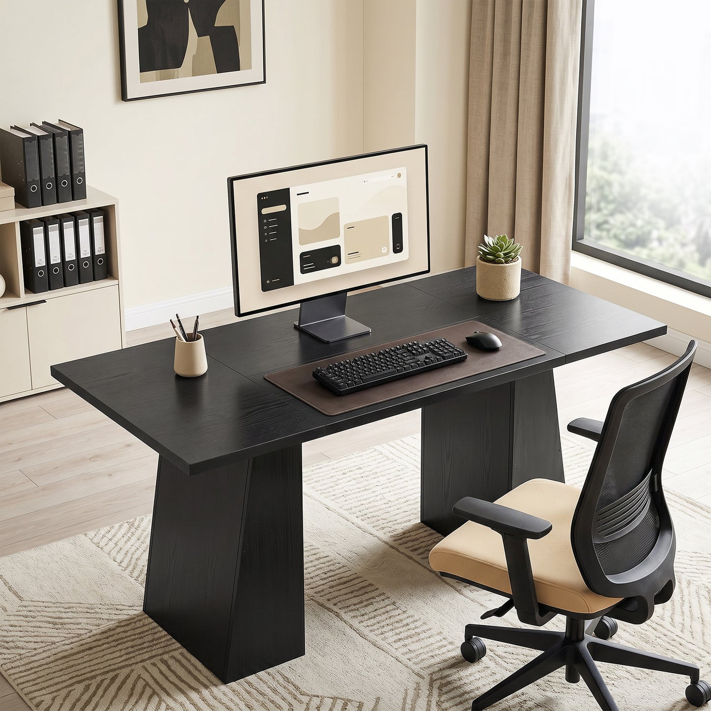 Bureau d'ordinateur à base trapézoïdale 160 cm