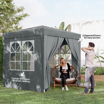 Tente de terrasse pop-up avec murs amovibles 2 m x 2 m