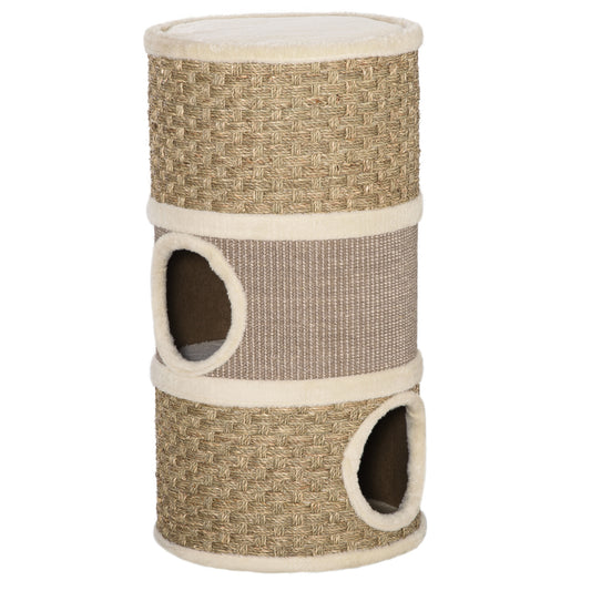 Condo pour chat 3 étages en sisal et peluche