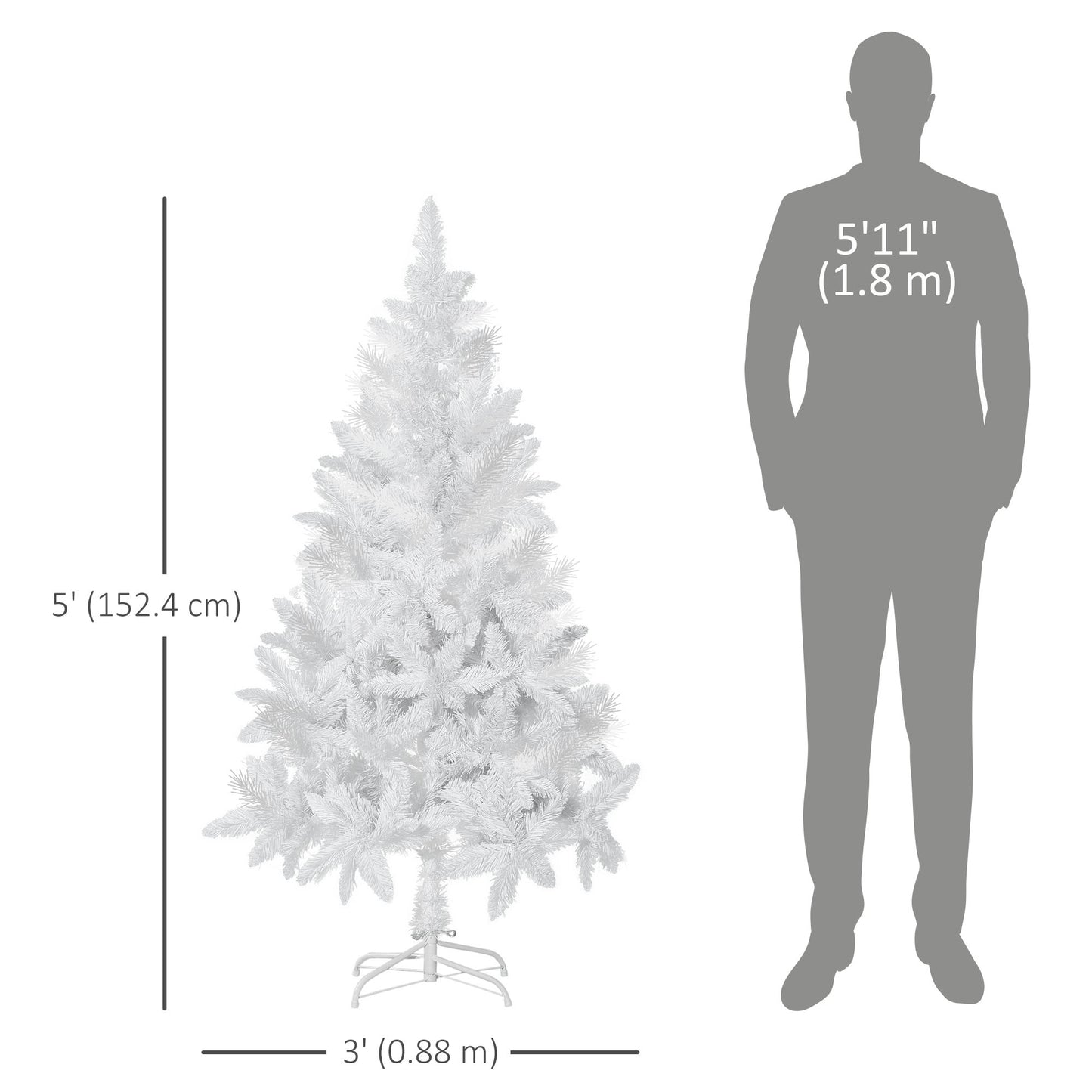 Sapin de Noël artificiel réaliste 152 cm, ouverture automatique