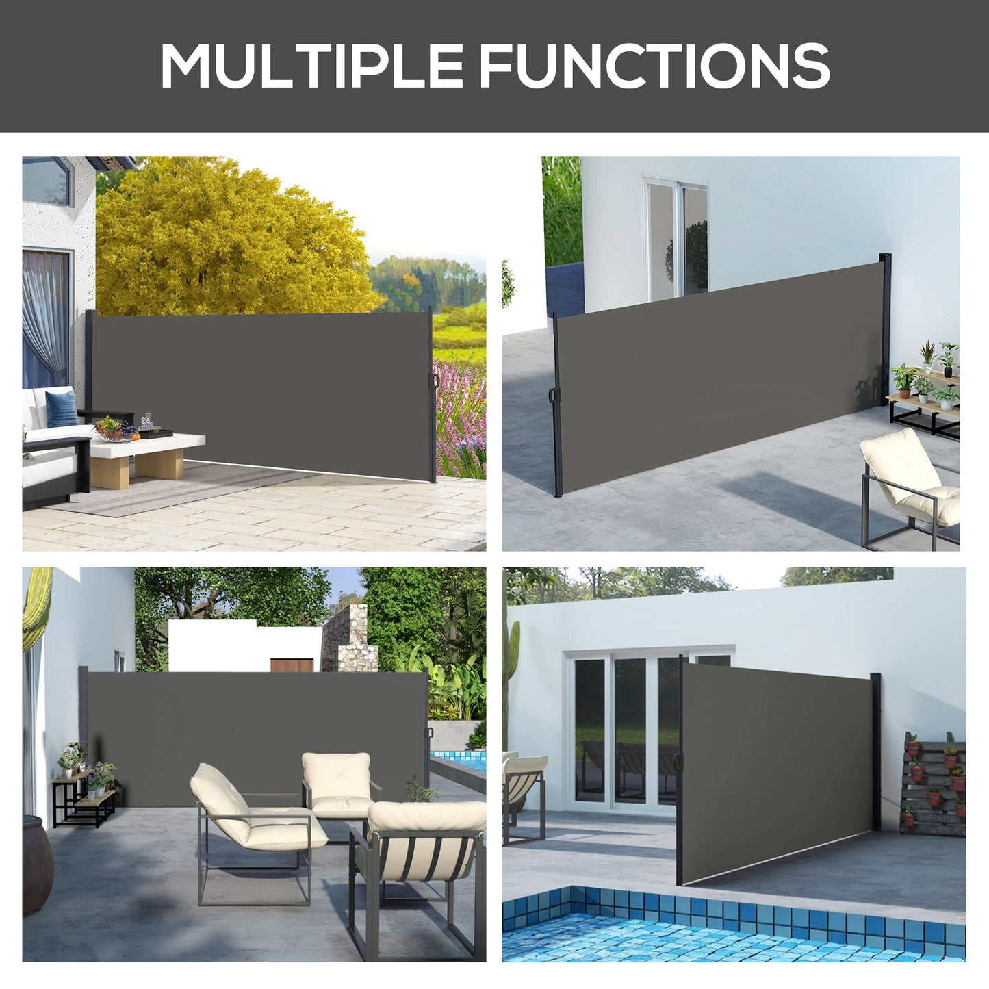 Auvent rétractable latéral 4m x 1,8m pour terrasse
