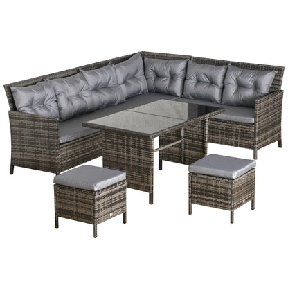 Ensemble de patio sectionnel rotin 6 pièces avec table