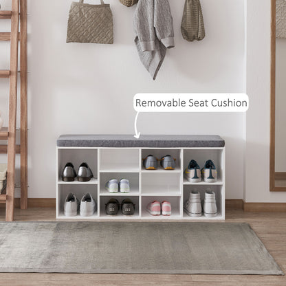 Banc à chaussures de rangement rembourré