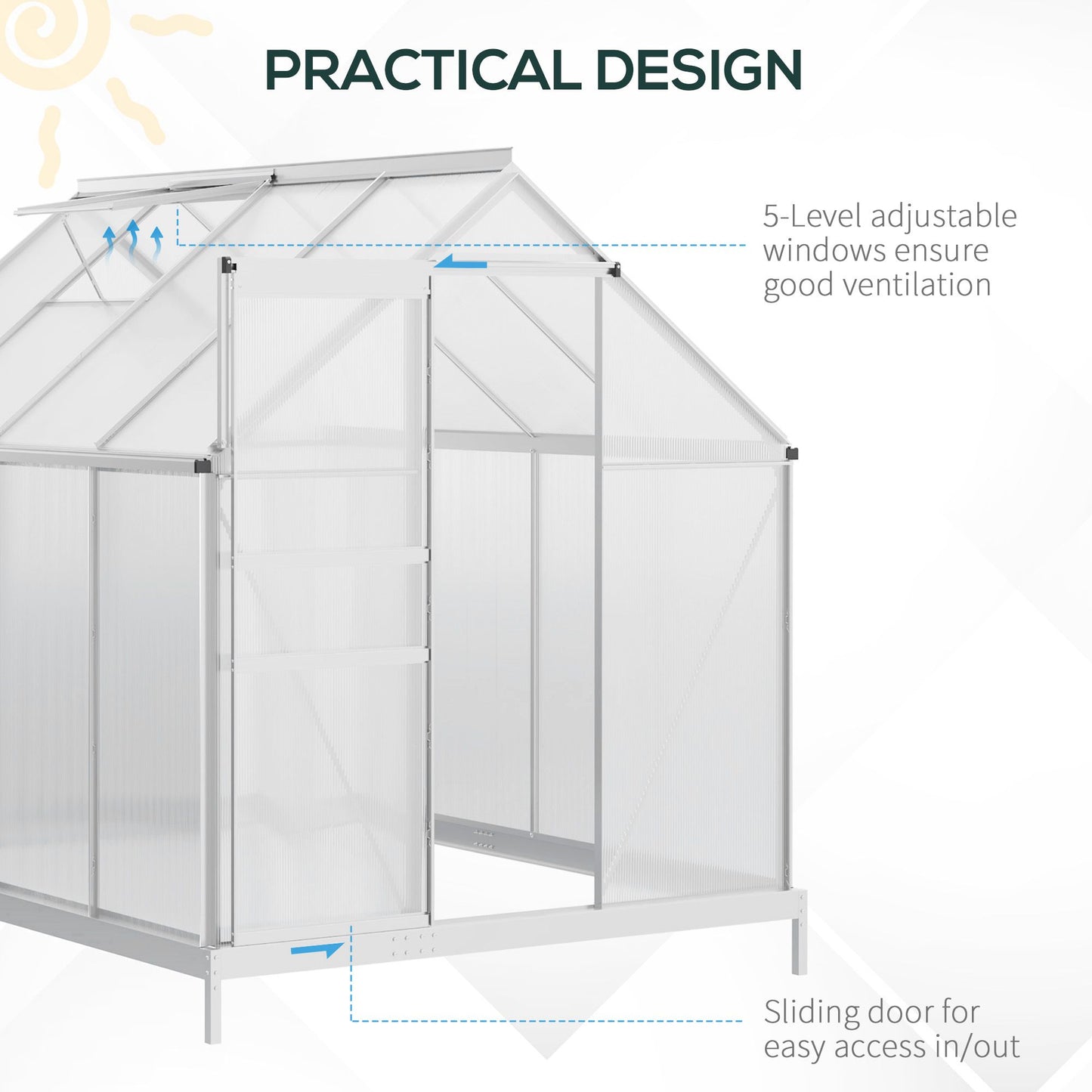 Serre de jardin polycarbonate 183 x 183 x 198 cm