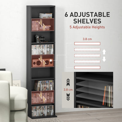 Meuble rangement médias 9 niveaux étroit ajustable