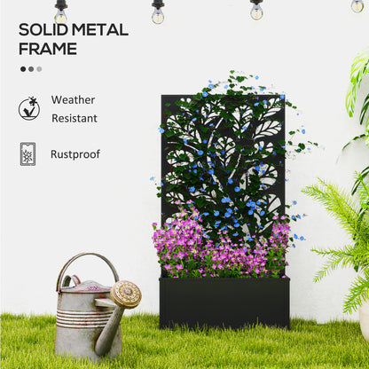 Jardinière surélevée en métal avec panneau décoratif