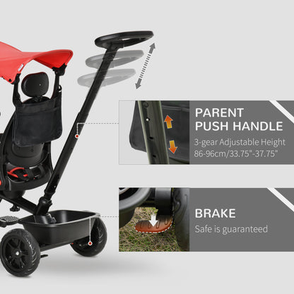 Tricycle évolutif 5-en-1 avec poignée parentale