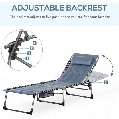 Chaise longue pliante extérieure dossier ajustable 5 positions