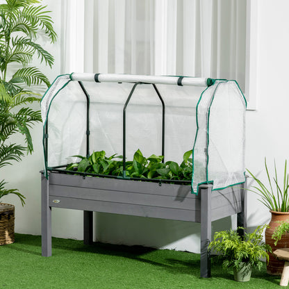 Jardinière surélevée en bois avec serre en PE