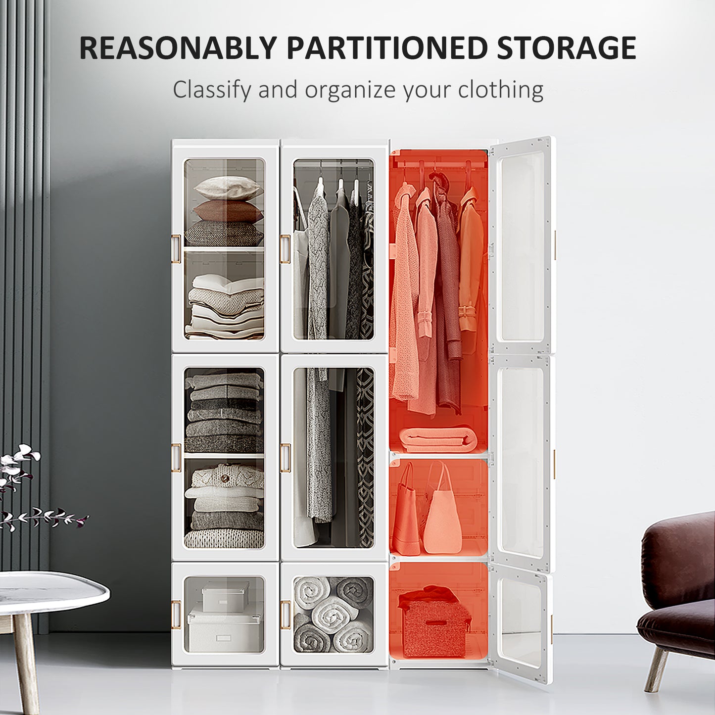 Penderie pliable modulaire avec rangements cubes et tringles