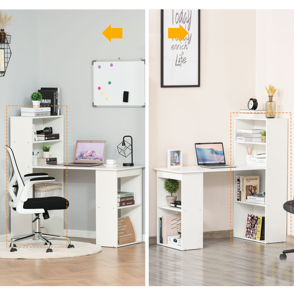 Bureau d'ordinateur avec bibliothèque intégrée 47 po