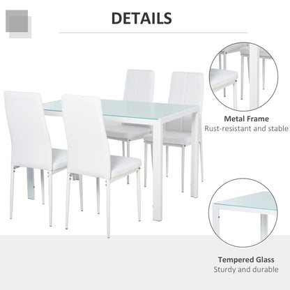 Ensemble salle à manger 5 pièces verre trempé cadre métal