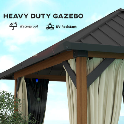 Gazebo toit rigide 3x3m métal galvanisé rideaux moustiquaire