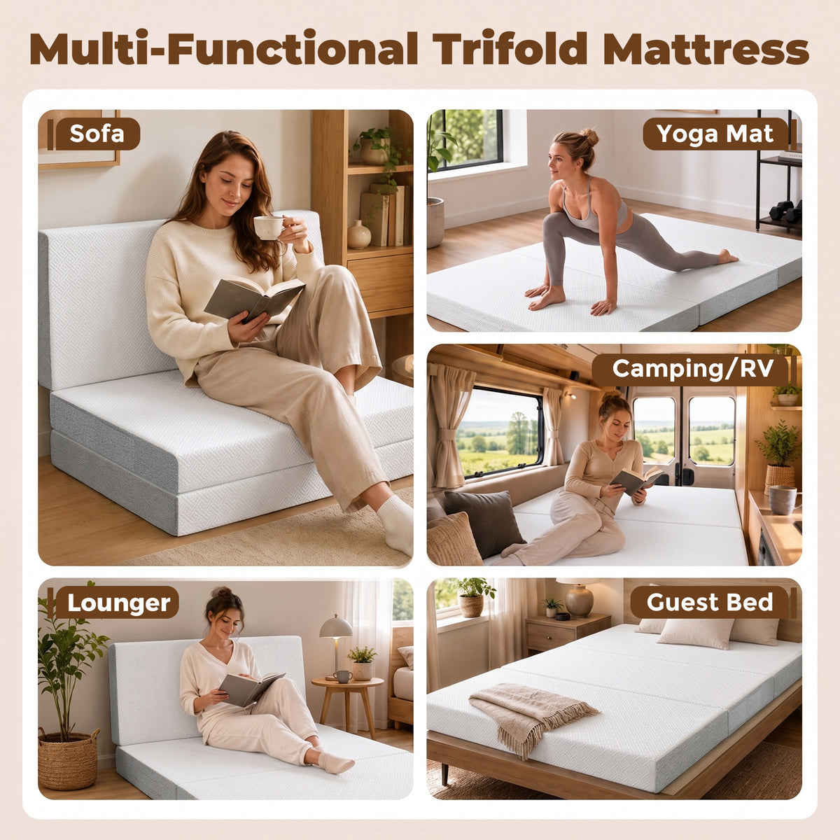 Matelas pliable en mousse mémoire grand format