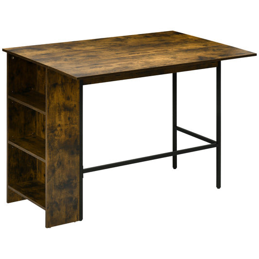 Table de bar extensible avec tablettes de rangement réglables