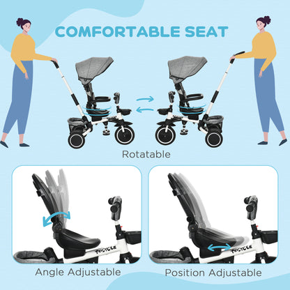 Tricycle évolutif 6-en-1 convertible poussette vélo enfant