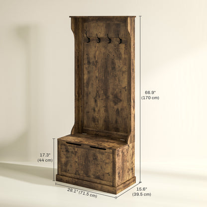 Porte-manteau multifonction 4-en-1 avec banc rangement rustique
