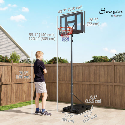 Panier de basketball portatif réglable avec roulettes — 43 po