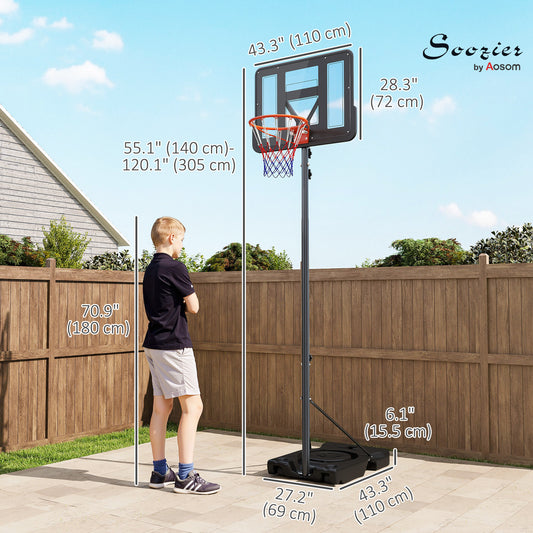 Panier de basketball portatif réglable avec roulettes — 43 po