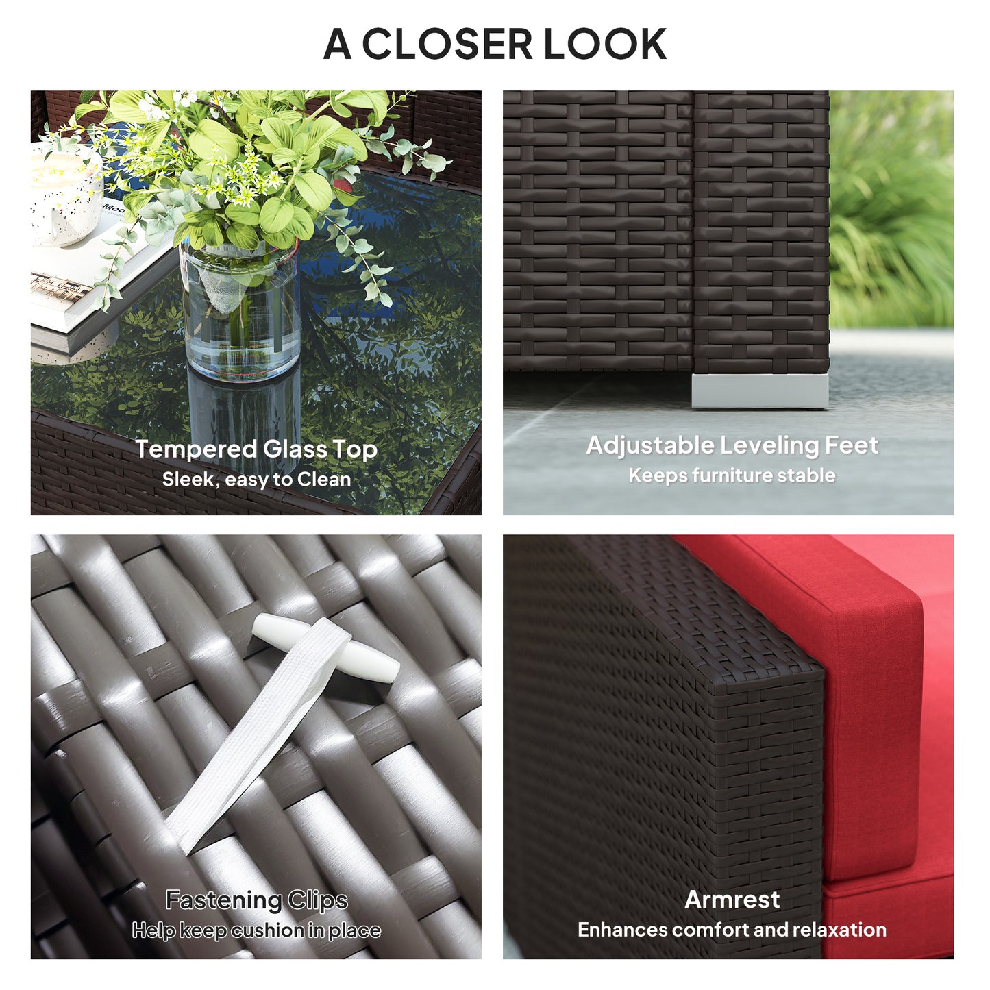 Ensemble de meubles de patio 7 pièces rotin modulaire