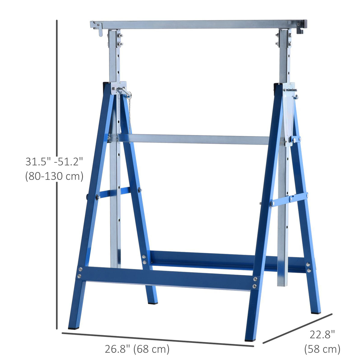 Ensemble 2 Tréteaux Ajustables Acier Pliant