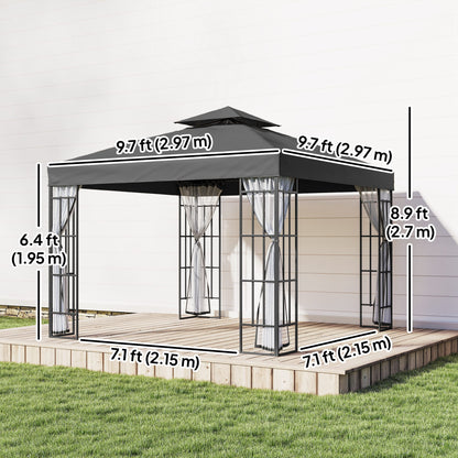 Gazébo de jardin 10x10 pieds avec moustiquaire