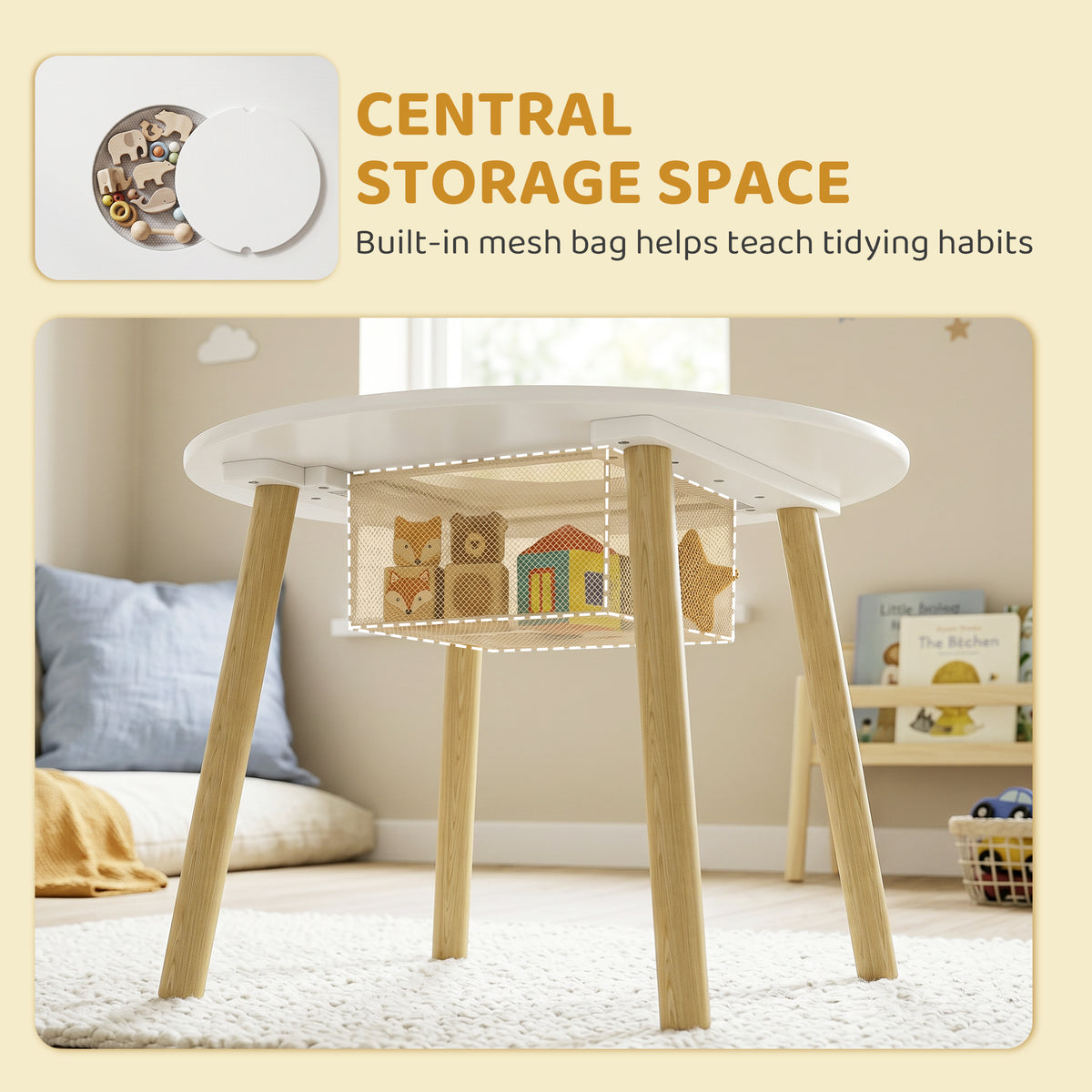 Ensemble table et chaises pour enfants nuage — Lot de 3