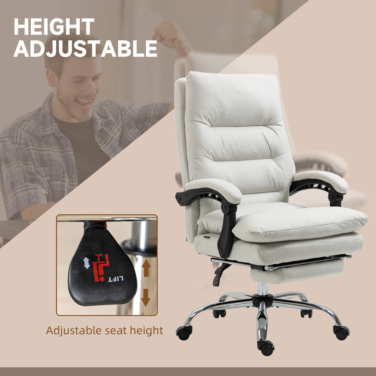 Chaise de bureau massante 6 points avec repose-pieds