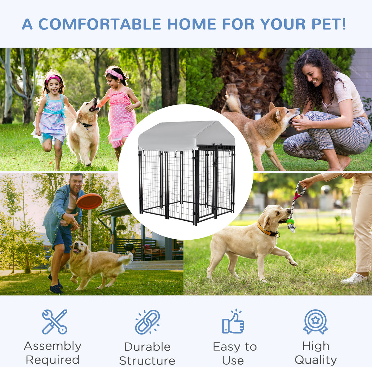 Enclos extérieur pour chien avec toit