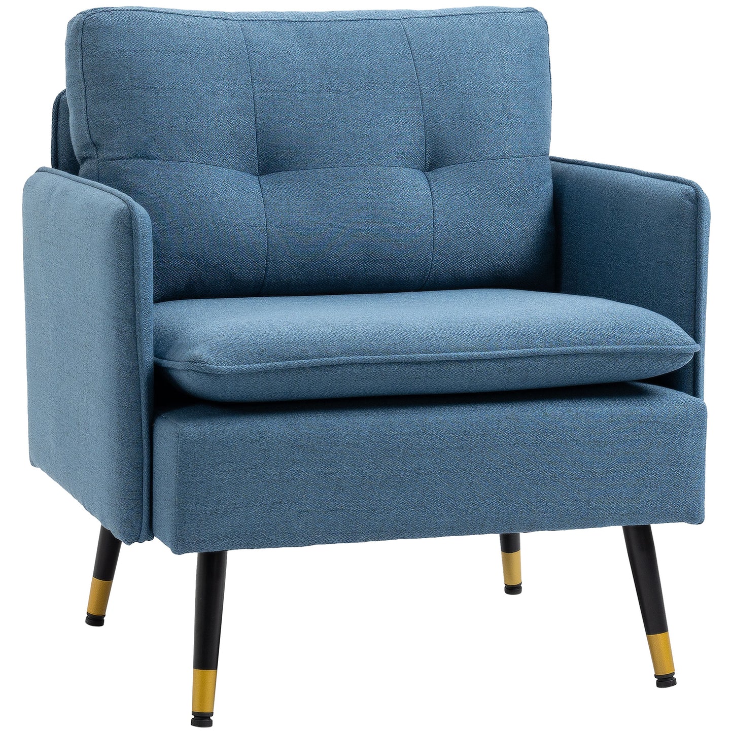 Fauteuil d'accent rembourré dossier capitonné pieds acier