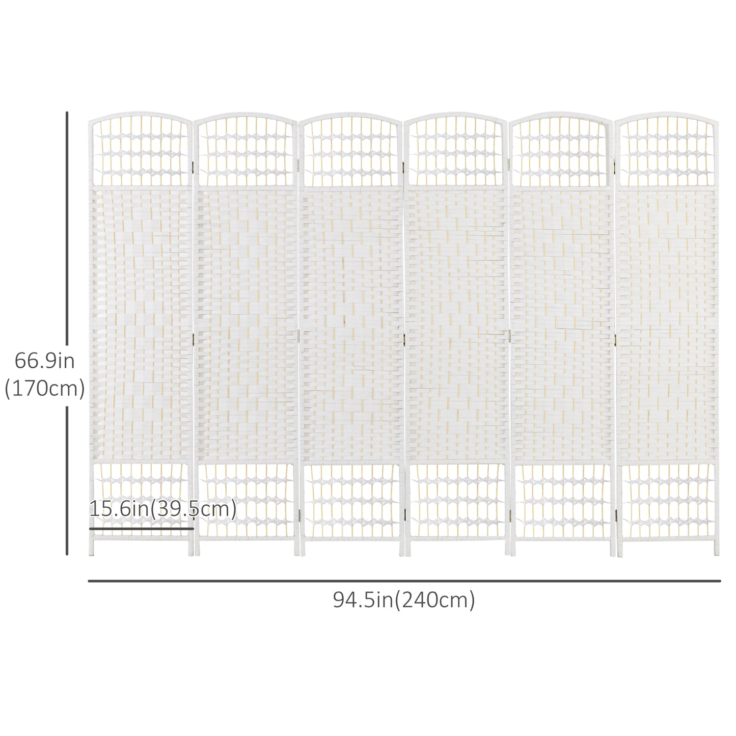 Paravent pliant 6 panneaux fibres tressées