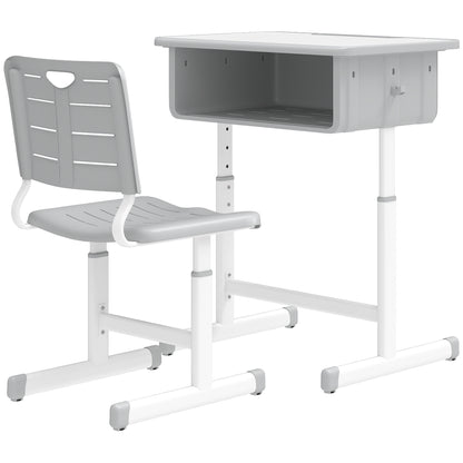 Bureau et chaise enfant ajustables — gris