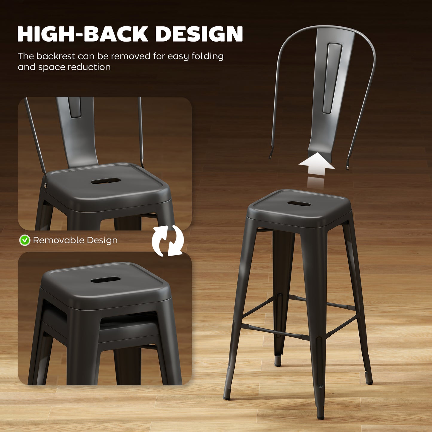 Tabourets de bar industriels 61 cm ensemble de 4